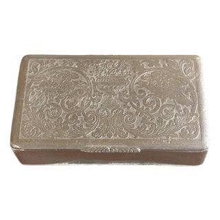 Antique Art Nouveau Early 1900's Eagle & Floral Silver Plated Snuff Box For Sale