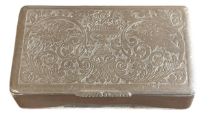 Antique Art Nouveau Early 1900's Eagle & Floral Silver Plated Snuff Box