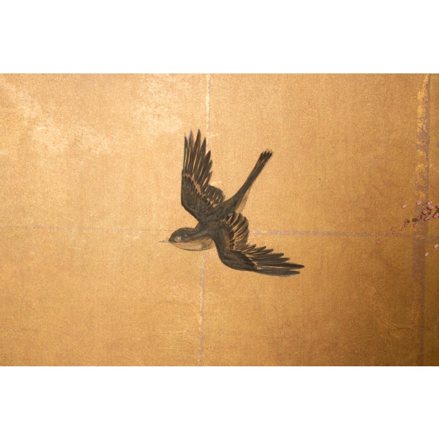 "Flowers of the Four Seasons", 1970s Showa Era Japanese Painted Byobu Screen For Sale - Image 14 of 18