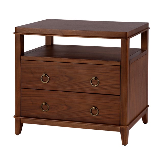 Highbury 28 in. W Rectangular Wood 2 Drawer Nightstand with Open Shelf, Natural Walnut For Sale - Image 10 of 10