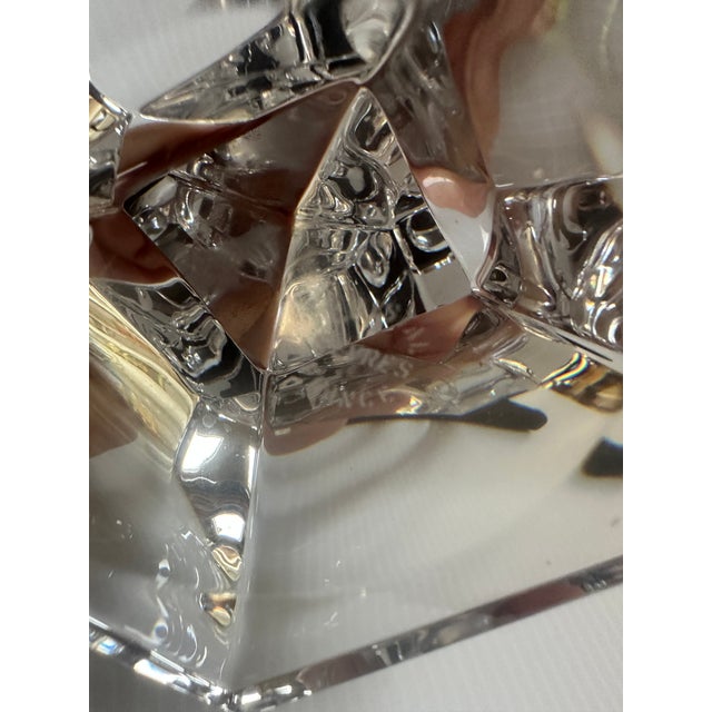 Vintage 1970s Signed Sevres Crystal France MCM Style Double Head Candleholder Set of Two(2) For Sale - Image 13 of 13