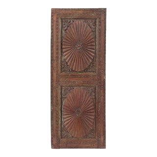 Pair of Antique Indian Carved and Painted Teakwood Window Panels, C. 1880 For Sale