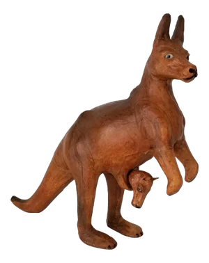 Vintage Leather Wrapped Kangaroo Sculpture