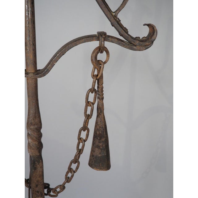 A French Wrought Iron Floor Candelabra With Candle Snuffer, Late 19th Century For Sale - Image 12 of 16