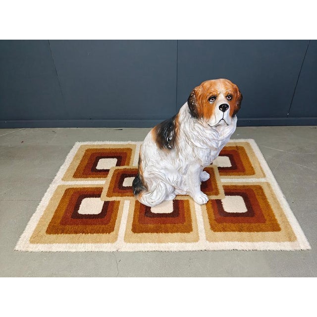 Vintage Glazed Terracotta St Bernard Dog Sculpture, 1960s For Sale - Image 9 of 10