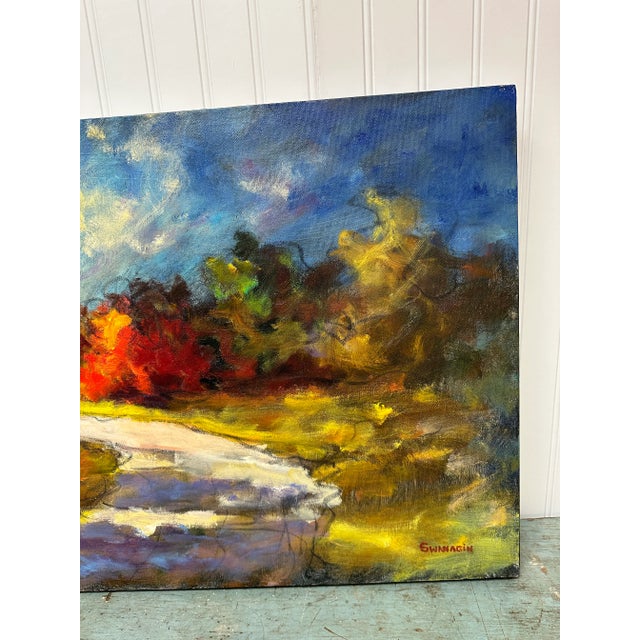 2000 - 2009 “Country Road” Original Oil Painting by David Swanigan on a Large Panoramic Shaped Canvas For Sale - Image 5 of 11