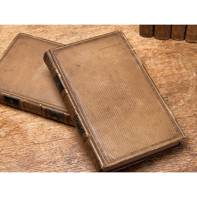 19th Century Stunning 1822 Antique Leather Bound Book Set the Tatler & the Guardian Ornate Gold Gilt Spines Georgian English Literature Home Decor For Sale - Image 5 of 11