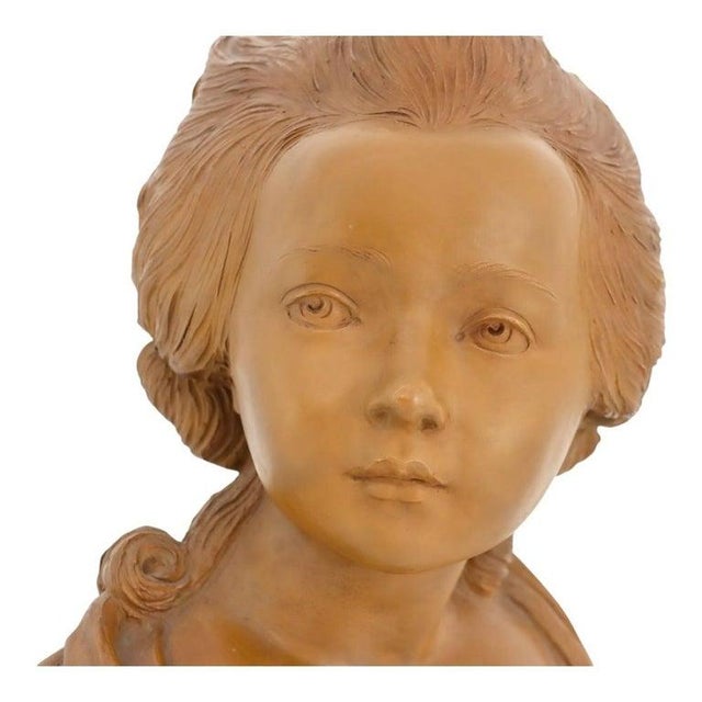 Rare French Classical Terra Cotta Bust of Young Marie Antoinette C1890 For Sale - Image 6 of 12