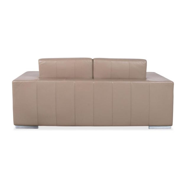 Animal Skin Rolf Benz Two-Seater Leather Sofa Cream Beige Couch For Sale - Image 7 of 9