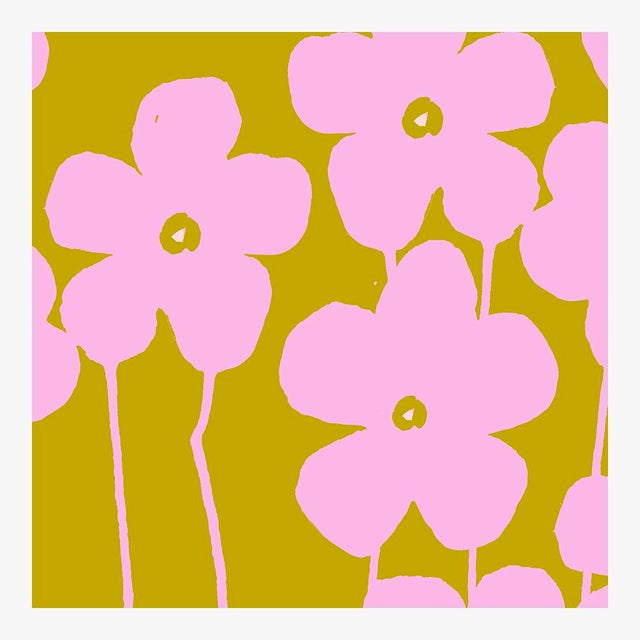 Fabulous Flowers in High Pink and Spring Green Fine Art Print 24" X 24" by Liz Roache For Sale - Image 4 of 6
