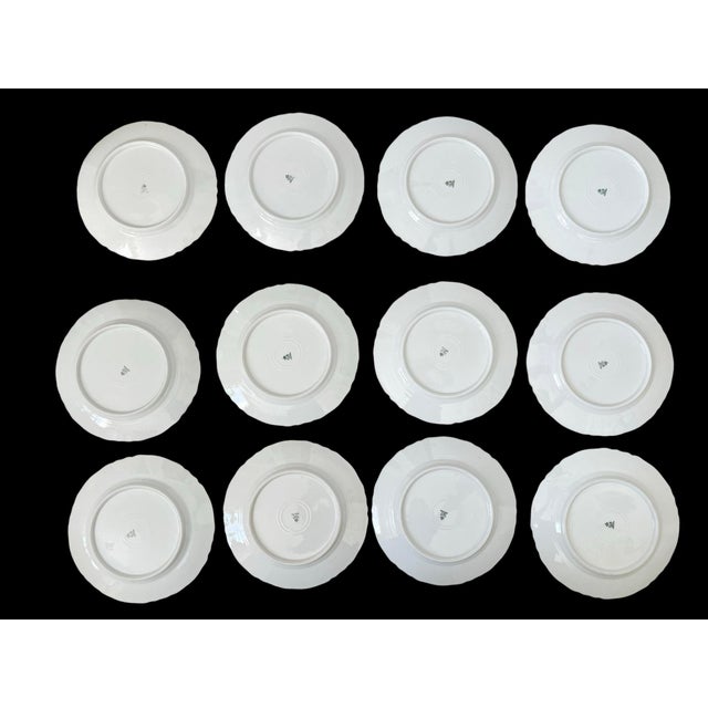 Traditional 12 Heinrich Bavaria Germany Salad or Dessert Plates Scalloped Rim White and Gold For Sale - Image 3 of 6