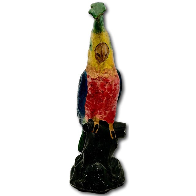 1920s Rare Very Large 14 1/2 Inches Tall Antique American Cast Iron Cockatoo - Parrot Doorstop in Original Paint Circa 1920s For Sale - Image 5 of 18