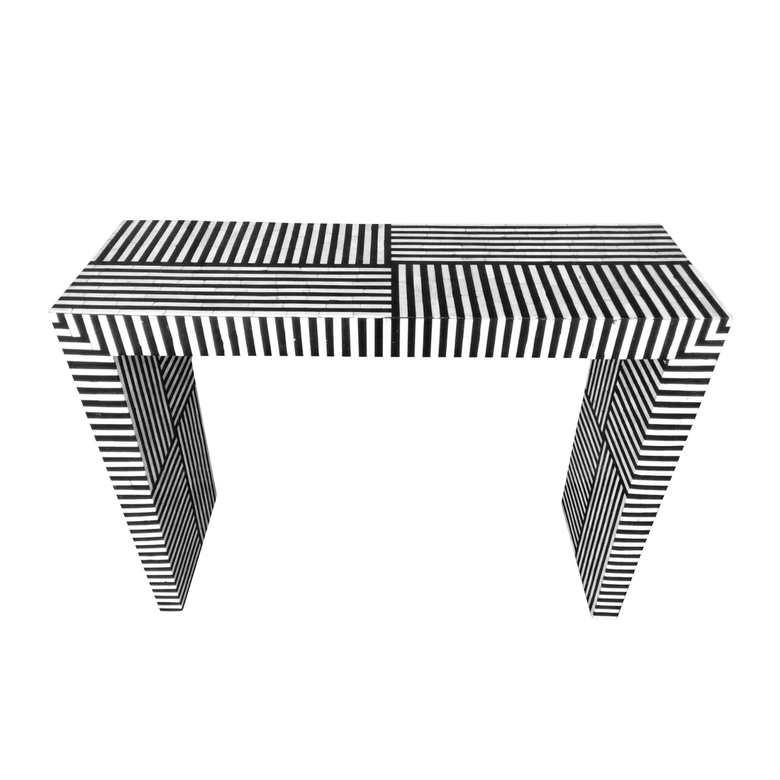 Bone Inlay Striped Pattern Console Table | Chairish