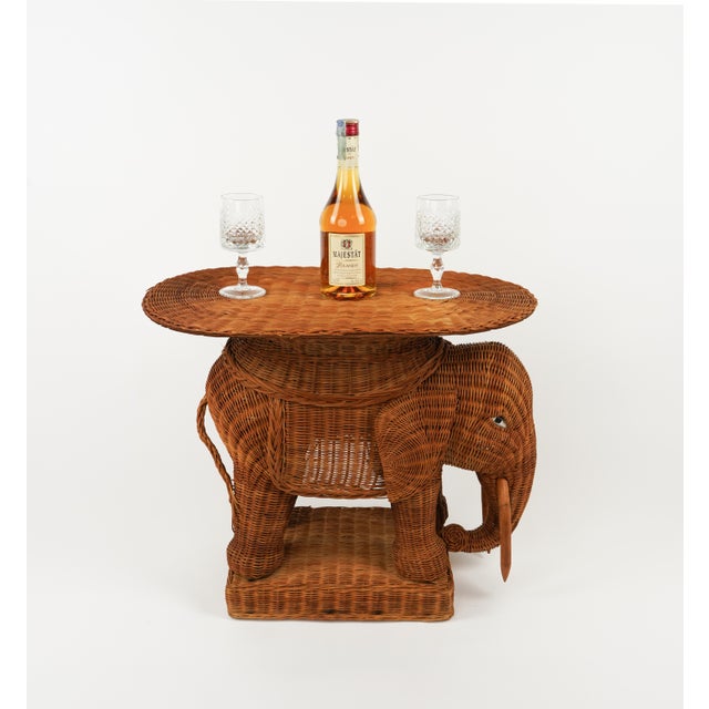 Wood Rattan and Wicker Elephant Coffee Table, 1960s For Sale - Image 7 of 18
