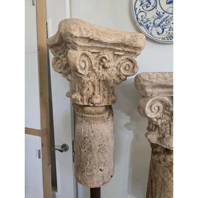 Vintage Terracotta Columns with Iron Bases, 1950s, Set of 2 For Sale - Image 6 of 11
