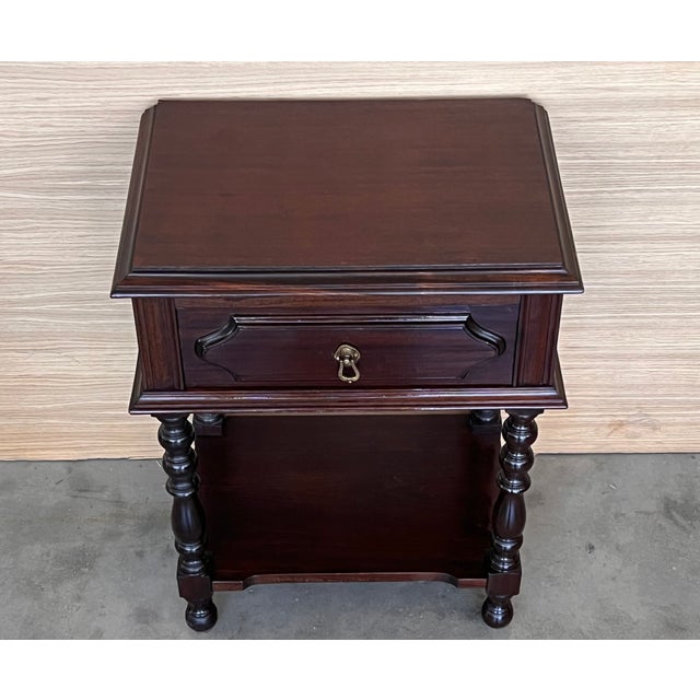 Pair of Spanish Nightstands With One Drawer and Low Shelve For Sale - Image 4 of 9