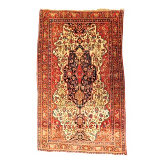 Antique Persian Saruck Farahan Rug. 4'x 6'8" For Sale