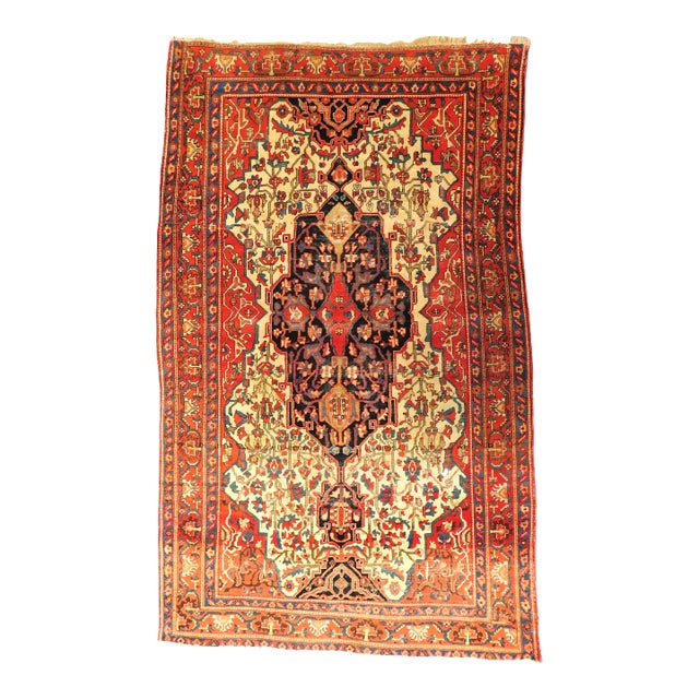Antique Persian Saruck Farahan Rug. 4'x 6'8" For Sale