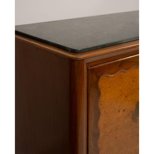 Paolo Buffa Vintage Italian Highboard in Walnut and Birch Burl with Green Marble by Paolo Buffa, 1950s For Sale - Image 4 of 18