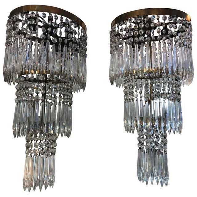 Early 20th Century Articulated Crystal Wall Sconces, Set of 2 For Sale - Image 5 of 5