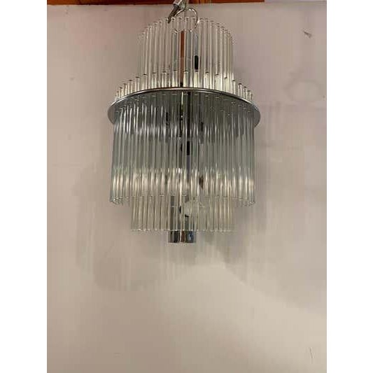Mid-Century Modern Late 20th Century Lightolier Mid-Century Modern Glass Rod Chandelier, Chrome, 1978 For Sale - Image 3 of 6