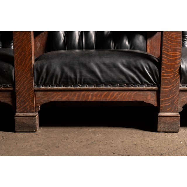 Antique b.p.o.e. Elk Lodge Tiger Oak Triple-Seat Bench For Sale - Image 11 of 15