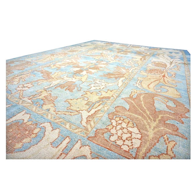Blue 21st Century Turkish Donegal Oushak 8x11 Blue, Ivory, & Clay Area Rug #1140682 For Sale - Image 8 of 11
