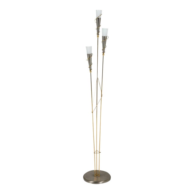 Vintage 1970s Belgium 3-Light Floor Lamp (Rewired) For Sale