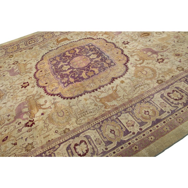 Antique Wool Rug Agra From the 1890s With Medallion Design For Sale - Image 10 of 10