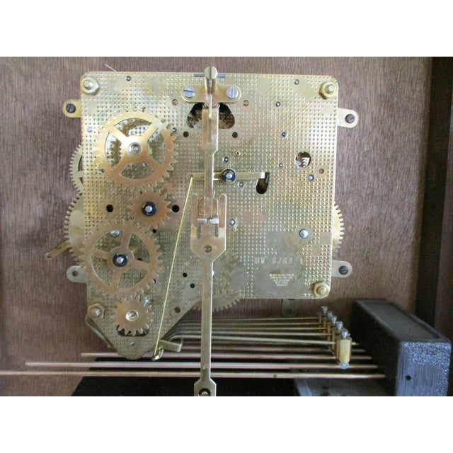 Lg Vintage Mantle New England Clock Pillar and Scroll Westminster Chimes Clock German Movement 8 Day Wind For Sale - Image 15 of 18