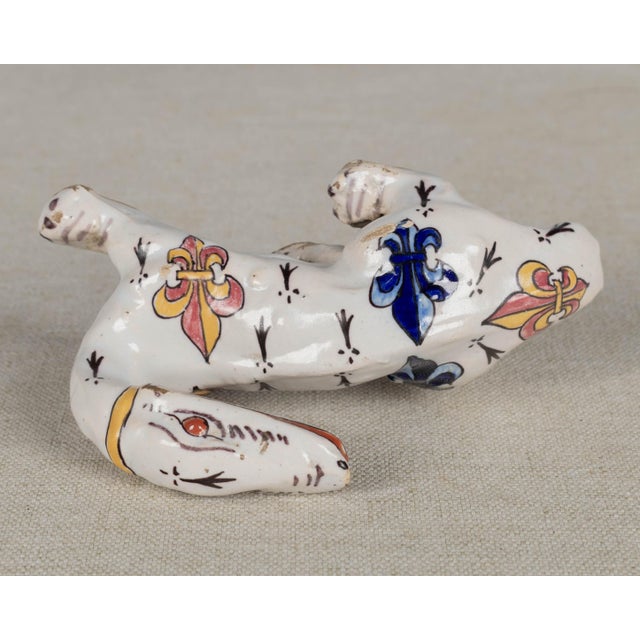Blue 19th Century French Desvres Fourmaintraux Freres Faience Salamander For Sale - Image 8 of 10