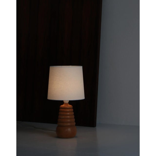 Wood Table Lamp in Turned Beechwood Scandinavian Modern, Denmark, 1950s For Sale - Image 7 of 9