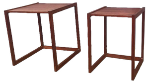 Danish Modern Teak Quadratic Side Tables, 1960s, Set of 2