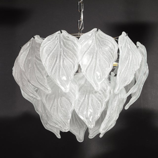 Mid-Century Hand-Blown Leaf Form Mottled Murano Glass Chandelier by Mazzega For Sale - Image 14 of 17