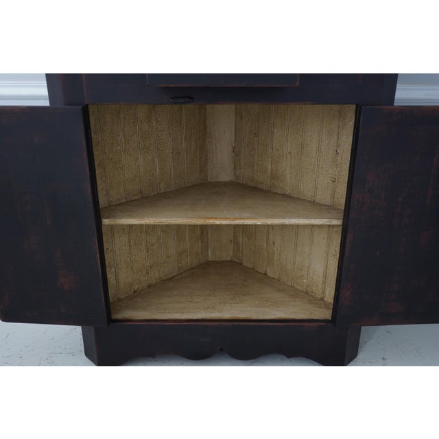 1980s Primitive Distressed Finish Contemporary Corner Cabinet For Sale - Image 5 of 12