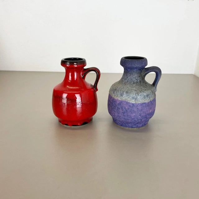 Pottery Fat Lava Vases in Purple-Red from Jopeko, Germany, 1970s, Set of 2 For Sale - Image 3 of 18