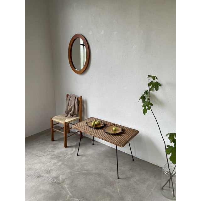 Brown Oval Cherry Mirror, 1970s For Sale - Image 8 of 18