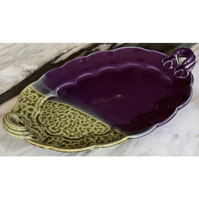 Ceramic Vintage Hand Crafted Painted & Glazed Studio Art Serving Tray For Sale - Image 7 of 11