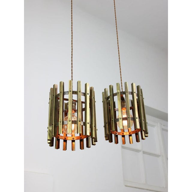 Vintage Italian Brass Cage Pendant Lamp, 1970s For Sale - Image 16 of 16