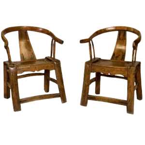 19th Century Chinese Yoke Back Chairs - A Pair