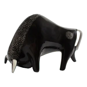 Mieczyslaw Naruszewicz Cmielow Poland 1950s Porcelain Zbur Bison Bull