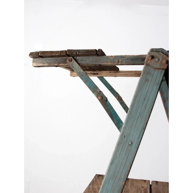 Mid 20th Century Vintage Wooden Platform Ladder For Sale - Image 5 of 13
