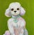 White Poodle Original Oil Painting, Signed, Chartreuse Green, Teak Wood Frame by Tatiana Duperault For Sale - Image 4 of 5