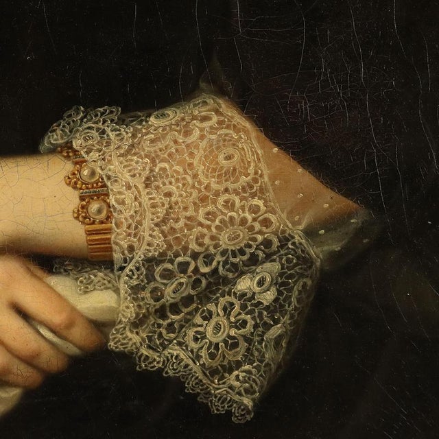 Portrait of a Lady, Oil on Canvas For Sale - Image 8 of 13