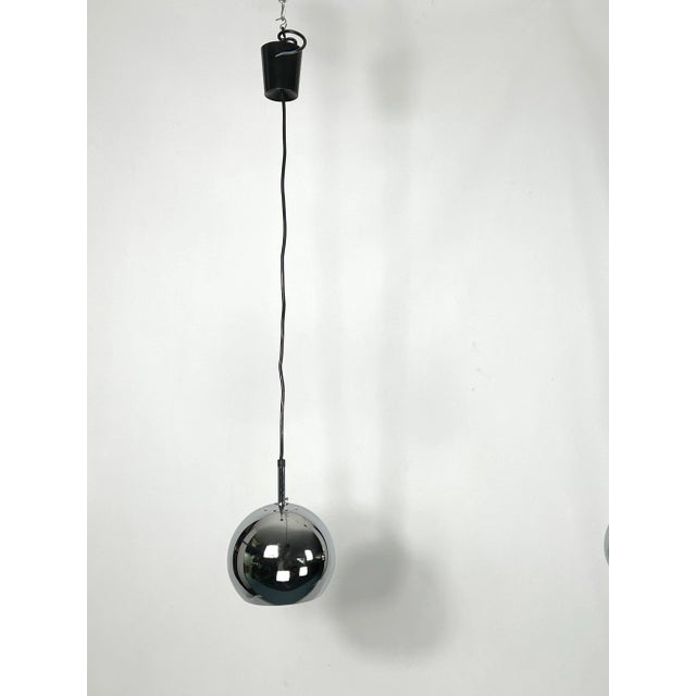 Chrome Sphere Pendant Lamps by Targetti, 1970s, Set of 2 For Sale - Image 10 of 14