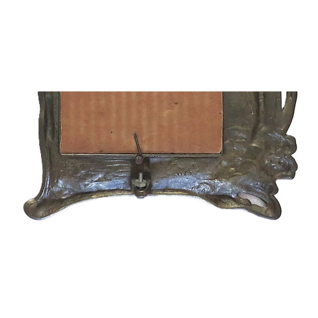 Late 19th Century Antique Art Nouveau Picture Frame Woman With Flower Fits 6" X 4 1/2" Photo For Sale - Image 5 of 5