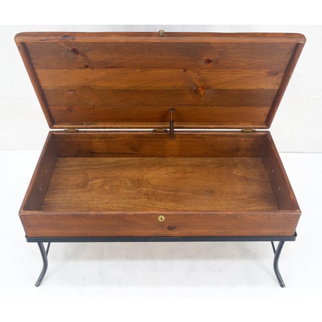Brown Vintage Hope Chest Storage Box on Metal Frame Box For Sale - Image 8 of 15
