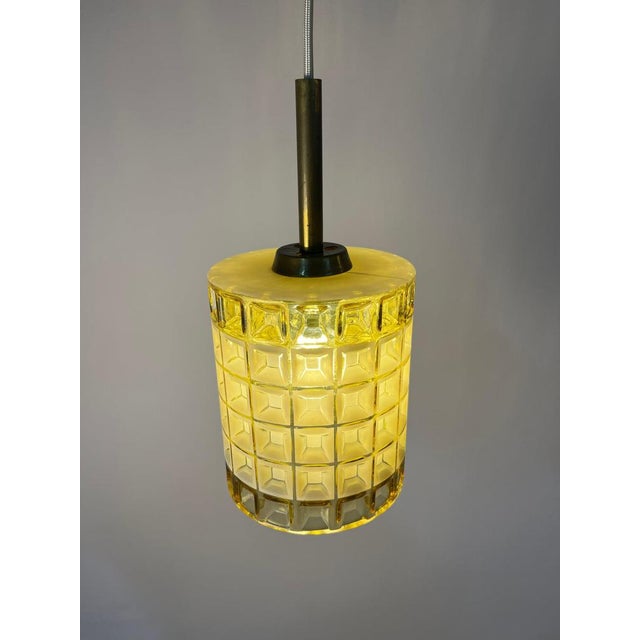 White and Yellow Waffle Textured Pendant Lamp from Orrefors For Sale - Image 10 of 11