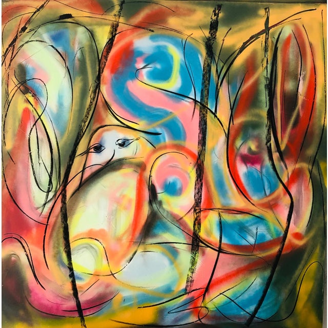 Abstract Painting by Erik Sulander on Wood 48x48 For Sale