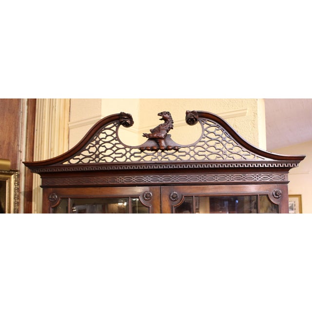 Wood C. 1780 English Armorial Crested Secretaire Bookcase For Sale - Image 7 of 10